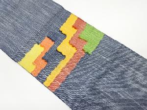 リサイクル　手織り真綿紬抽象模様織出し名古屋帯